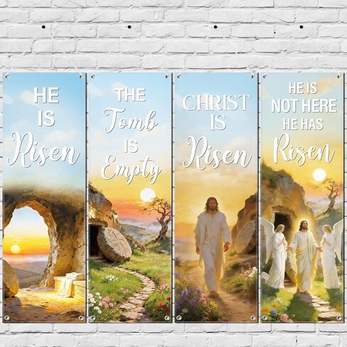 Church Banners for Sanctuary Wall, Christian Inspirational Nativity Banners Decoration for Church Sunday School, 4PCS Religious Scripture Hanging Signs Holiday Decor(72 X 24 Inches) in Saudi Arabia