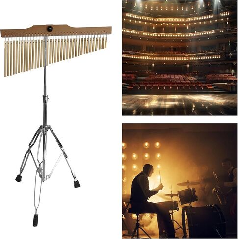 36 Bar Chimes with Adjustable Stand Gold White Aluminum Wind Percussion Instrument for Music Practice Performance in Saudi Arabia