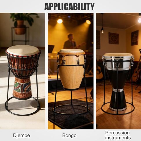 حامل أرضي محمول من Djembe - دعم من الفولاذ الكربوني خفيف الوزن لطبول مقاس 8.5 بوصة - 12 بوصة، رف قرع ثابت جاهز للسفر للبالغين والمبتدئين in Kuwait