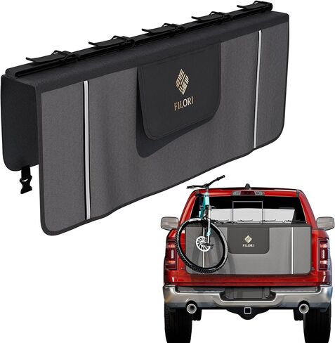 وسادة الباب الخلفي FILORI 5 للدراجة الجبلية | متوافق مع الدراجة الإلكترونية | كاميرا احتياطية بدون عوائق، وجيوب للأدوات، وشرائط عاكسة | حماية شاملة لمعظم شاحنات البيك أب (ثنائية اللون وأنيقة) in Kuwait