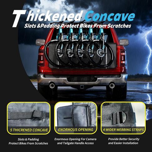 وسادة الباب الخلفي FILORI 5 للدراجة الجبلية | متوافق مع الدراجة الإلكترونية | كاميرا احتياطية بدون عوائق، وجيوب للأدوات، وشرائط عاكسة | حماية شاملة لمعظم شاحنات البيك أب (ثنائية اللون وأنيقة) in Kuwait