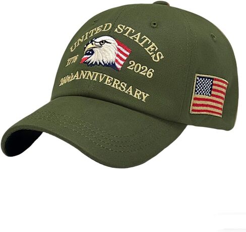 United States 250th Anniversary Commemorative Cap, Adjustable Patriotic Unisex Baseball Cap, Condor Print Baseball Cap Army Green in Saudi Arabia