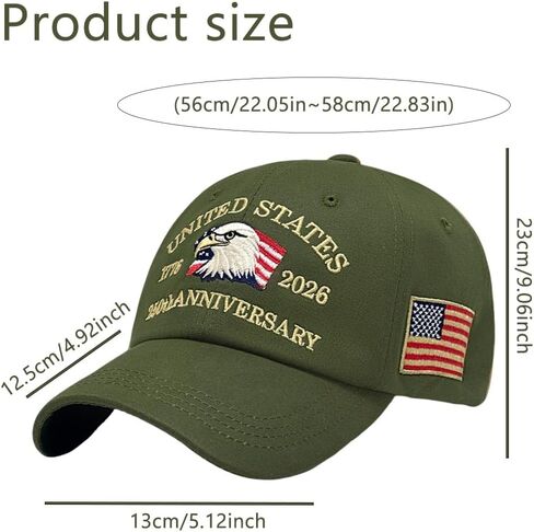 United States 250th Anniversary Commemorative Cap, Adjustable Patriotic Unisex Baseball Cap, Condor Print Baseball Cap Army Green in Saudi Arabia