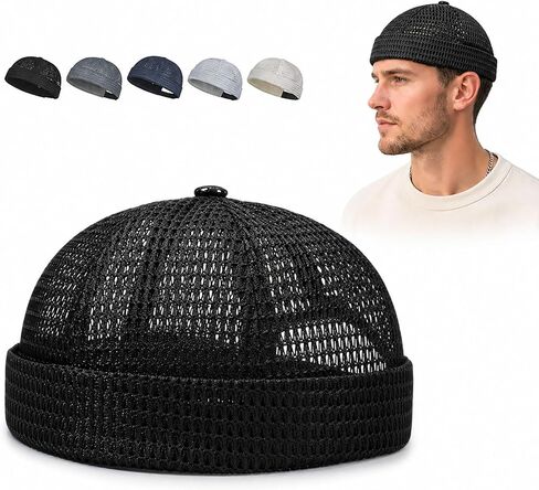 Men's Breathable Brimless Docker Hat - Lightweight Mesh Skull Cap, Summer Outdoor Ventilated Beanie in Saudi Arabia