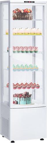 9.8 Cu.ft Commercial Refrigerator Display Case, Pastry Display Fridge with 4-Sided Double-Layered Glass & LED Lighting, Ventilated Cooling Bakery Display Refrigerator with Casters in Saudi Arabia