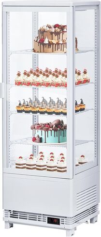 Commercial Countertop Pastry Display Refrigerator, 4.2 Cu.Ft Glass Door Cake Fridge with Adjustable Shelves, White Dessert Display Case, Auto Defrost for Bakery, Cafe in Saudi Arabia