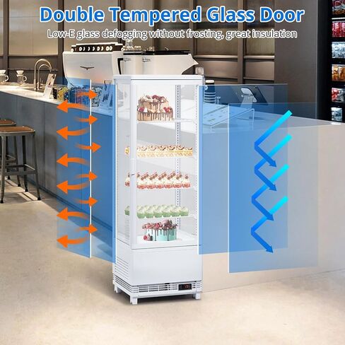 Commercial Countertop Pastry Display Refrigerator, 4.2 Cu.Ft Glass Door Cake Fridge with Adjustable Shelves, White Dessert Display Case, Auto Defrost for Bakery, Cafe in Saudi Arabia