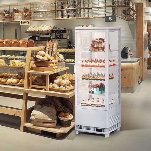 Commercial Countertop Pastry Display Refrigerator, 4.2 Cu.Ft Glass Door Cake Fridge with Adjustable Shelves, White Dessert Display Case, Auto Defrost for Bakery, Cafe in Saudi Arabia