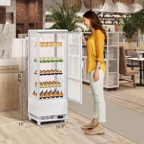 Commercial Countertop Pastry Display Refrigerator, 4.2 Cu.Ft Glass Door Cake Fridge with Adjustable Shelves, White Dessert Display Case, Auto Defrost for Bakery, Cafe in Saudi Arabia