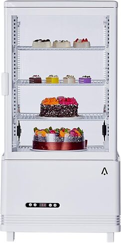 Commercial Countertop Pastry Display Refrigerator, 4.2 Cu.Ft Glass Door Cake Fridge with Adjustable Shelves, White Dessert Display Case, Auto Defrost for Bakery, Cafe in Saudi Arabia