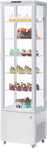 Commercial Countertop Pastry Display Refrigerator, 4.2 Cu.Ft Glass Door Cake Fridge with Adjustable Shelves, White Dessert Display Case, Auto Defrost for Bakery, Cafe in Saudi Arabia