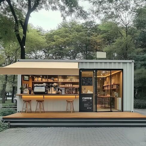 Luxury Prefab Container Coffee Shop Customizable Commercial Mobile Cafe Modular Coffee Booth Shipping Container Bar Industrial Outdoor Kiosk Portable Concession Stand Drive Thru Restaurant Building in Saudi Arabia