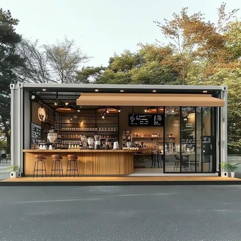 Luxury Prefab Container Coffee Shop Customizable Commercial Mobile Cafe Modular Coffee Booth Shipping Container Bar Industrial Outdoor Kiosk Portable Concession Stand Drive Thru Restaurant Building in Saudi Arabia