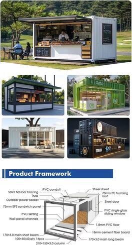 Luxury Prefab Container Coffee Shop Customizable Commercial Mobile Cafe Modular Coffee Booth Shipping Container Bar Industrial Outdoor Kiosk Portable Concession Stand Drive Thru Restaurant Building in Saudi Arabia