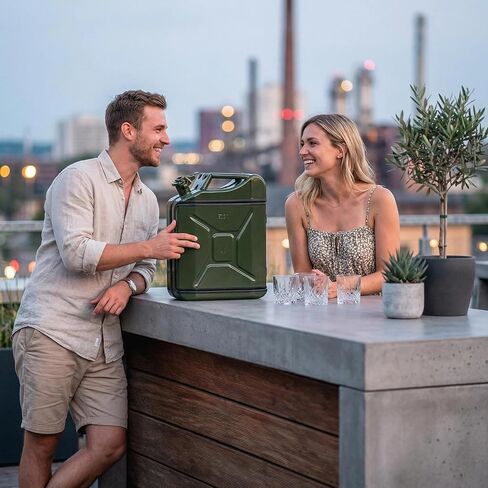 Jerry Can Mini Bar - Portable Whisksy Storage with LED Lights & Bluetooth Speaker | Holds 2 Bottles, 4 Cups & Utensils | Ideal for Camping, Tailgating, Outdoor Parties (Military Style Design) in Saudi Arabia