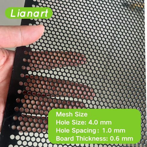 Lianart 23.6 بوصة * 47.2 بوصة صفائح معدنية مثقوبة سوداء قطعتين 1/6 بوصة (4 مم) لوحات صفائح ذات فتحات مستديرة وشاشة زخرفية للوحات ديكور الحائط، واقي باب الشاشة، وواقي شبكة للمركبات الترفيهية، العربة in Saudi Arabia