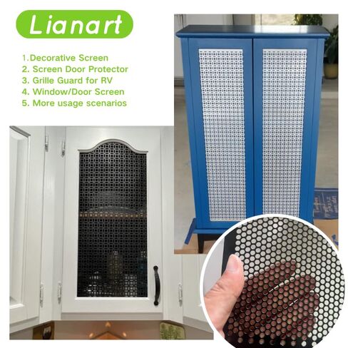 Lianart 23.6 بوصة * 47.2 بوصة صفائح معدنية مثقوبة سوداء قطعتين 1/6 بوصة (4 مم) لوحات صفائح ذات فتحات مستديرة وشاشة زخرفية للوحات ديكور الحائط، واقي باب الشاشة، وواقي شبكة للمركبات الترفيهية، العربة in Saudi Arabia