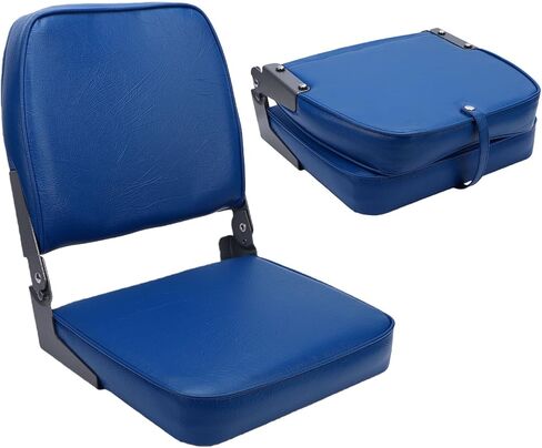 Folding Boat Seats Padded, Comfortable Foam Low Back Boat Chair, Fishing Seat Pontoon Chair with Backrest Design, Ideal for Jon Pontoon Canoe Decks & Space Saving in Kuwait