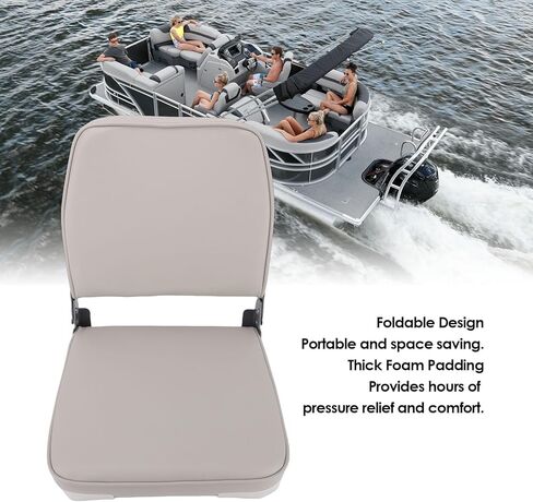 Cosiki Folding Boat Seat with Backrest, 250lbs Capacity Padded Marine Chair, Aluminum Alloy Hinges with Design, Ideal for Pontoon & Canoe in Kuwait