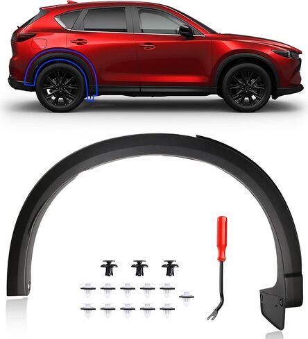 حافة حاجز خلفي للسائق لمازدا CX-5 2017 2018 2019 2020 2021، ملحقات مازدا CX-5، مزخرف أسود خلفي الجانب الأيسر عجلة قوس حاجز مضيئة لـ MA1790101 | KB7W51W60F8N in Kuwait