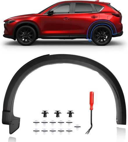 حافة حاجز خلفي للسائق لمازدا CX-5 2017 2018 2019 2020 2021، ملحقات مازدا CX-5، مزخرف أسود خلفي الجانب الأيسر عجلة قوس حاجز مضيئة لـ MA1790101 | KB7W51W60F8N in Kuwait