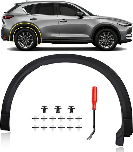 حافة حاجز خلفي للسائق لمازدا CX-5 2017 2018 2019 2020 2021، ملحقات مازدا CX-5، مزخرف أسود خلفي الجانب الأيسر عجلة قوس حاجز مضيئة لـ MA1790101 | KB7W51W60F8N in Kuwait