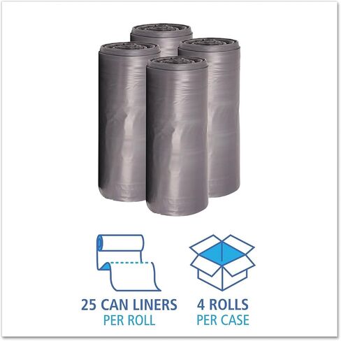 Boardwalk 3339SEH Low-Density Can Liners, 33gal, 1.1mil, 33 x 39, Gray, 25 Bags/Roll, 4 Rolls/CT in Saudi Arabia