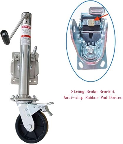 Heavy Duty Marine Swivel Trailer Jack - Trailer Jack Wheel, 15/20Cm Folding Support Wheel, 1200/1500 Lbs Heavy Duty Trailer Jockey Wheel, Seamless Steel Tube Un,8-inch Wheel in Saudi Arabia