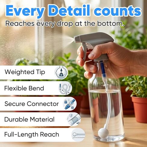 3 Pack Universal Fit 360°Spray Bottle Adapter,Weighted Tube Replacement for Trigger ＆ Pump Sprayer,Universal Connector in Saudi Arabia
