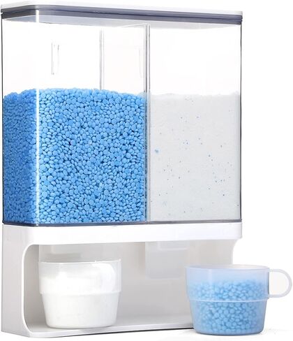Laundry Detergent Dispenser, Wall Mounted Laundry Scent Boosters Beads Dispenser with 2 Cups, Suitable for Storing Rice, Beans, Stain Remover Powder, Laundry Beads Container (105 oz) in Saudi Arabia