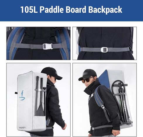 105L Paddle Board Backpack - Waterproof Oxford SUP Bag Boards, Large Travel Backpack with Padded Compartment & Accessories Storage, Durable for Surfing, Beach, Water Sports in Saudi Arabia