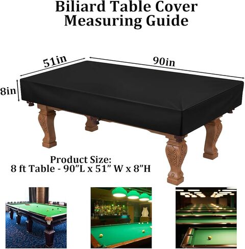 Pool Table Cover, Light Weight Farbric Billiard Table Covers, Waterproof & Dustproof Air Hockey Table Cover, Black (Black, 8) in Saudi Arabia