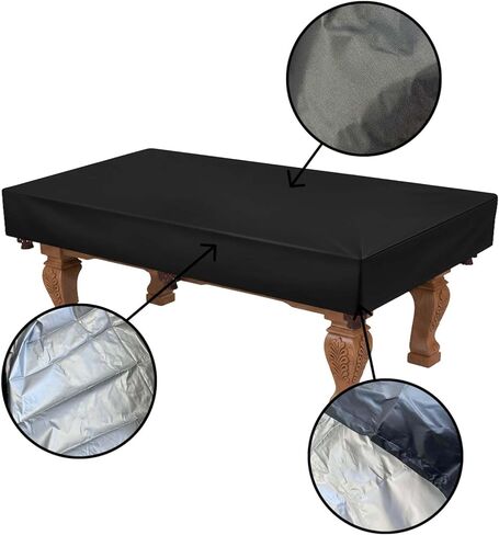 Pool Table Cover, Light Weight Farbric Billiard Table Covers, Waterproof & Dustproof Air Hockey Table Cover, Black (Black, 8) in Saudi Arabia
