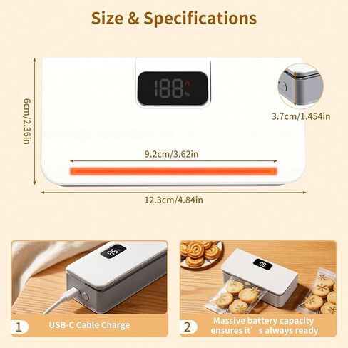 Rechargeable Mini Bag Sealer,6 Adjustable Levels Portable Heat Sealer With Cutter & Magnetic For Food Storage,Sealing Machine For Chip Plastic & Mylar Bags,Kitchen Gadgets for Food Resealer& Freshness in Saudi Arabia