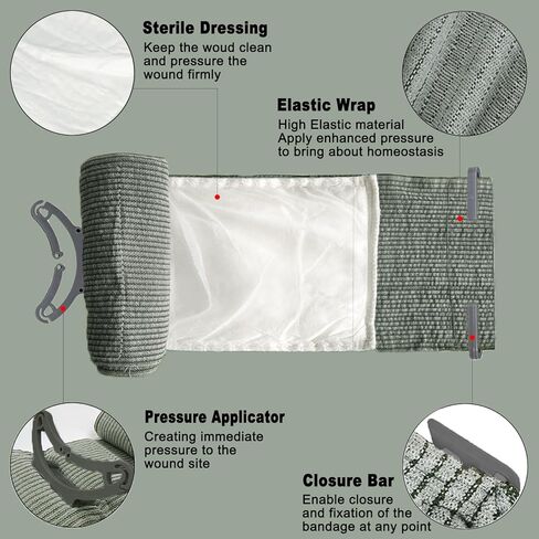 Israeli Emergency Bandage, 6" 4Pack Compression Bandage, Trauma Wound Dressing, Sterile Vacuum Sealed Packaging for Bleeding Control, Medical Trauma Kit, Combat Tactical First Aid IFAK Supplies in Saudi Arabia