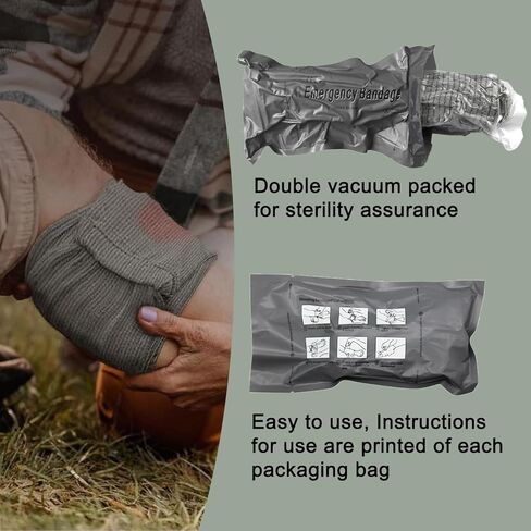 Israeli Emergency Bandage, 6" 4Pack Compression Bandage, Trauma Wound Dressing, Sterile Vacuum Sealed Packaging for Bleeding Control, Medical Trauma Kit, Combat Tactical First Aid IFAK Supplies in Saudi Arabia