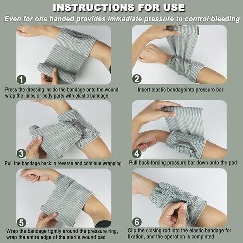 Israeli Emergency Bandage, 6" 4Pack Compression Bandage, Trauma Wound Dressing, Sterile Vacuum Sealed Packaging for Bleeding Control, Medical Trauma Kit, Combat Tactical First Aid IFAK Supplies in Saudi Arabia