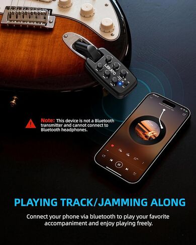 LEKATO PA-2 Guitar Headphone Amp for Electric Guitar, Bass Guitar Headphone Amplifier for Portable Practice, 9 Amp Models, 3 Mod Effects, 3 Space Effects, with Bluetooth Receiver, USB OTG Recording in Saudi Arabia