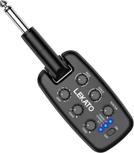 LEKATO PA-2 Guitar Headphone Amp for Electric Guitar, Bass Guitar Headphone Amplifier for Portable Practice, 9 Amp Models, 3 Mod Effects, 3 Space Effects, with Bluetooth Receiver, USB OTG Recording in Saudi Arabia
