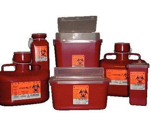 VWR 19001-006 حاوية حادة قابلة للتكديس، كبيرة، ارتفاع 24.1 سم، عرض 25.4 سم، طول 17.8 سم، 7.6 لتر، أحمر in Kuwait