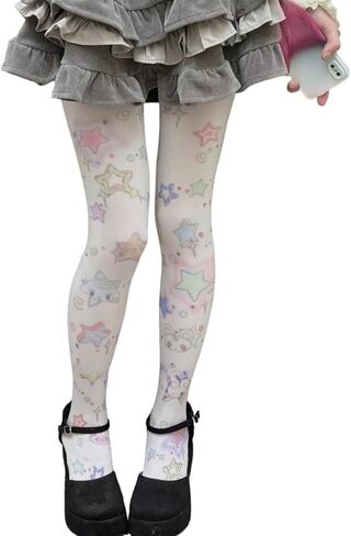 جوارب نسائية غير تقليدية منقوشة Harajuku Kawaii مطبوعة جوارب ملونة جوارب Twee جوارب Y2k Emo Whimsigoth in Kuwait