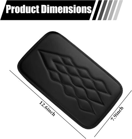 Car Center Console Cover, Leather Anti-Slip Scratch & Wear Resistant Vehicle Armrest Storage Box Cover Cushion, Auto Interior Middle Console Protector, Universal for Sedan RV Pickup (Black) in Saudi Arabia