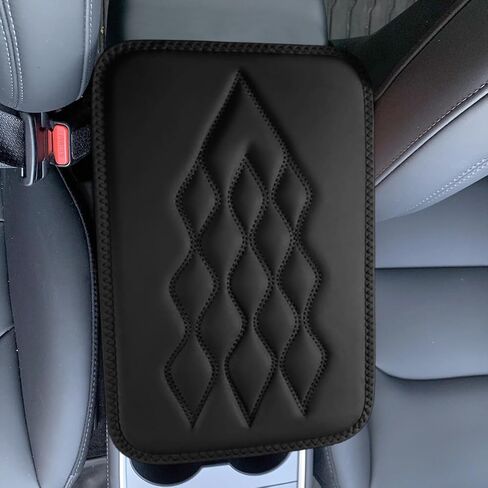 Car Center Console Cover, Leather Anti-Slip Scratch & Wear Resistant Vehicle Armrest Storage Box Cover Cushion, Auto Interior Middle Console Protector, Universal for Sedan RV Pickup (Black) in Saudi Arabia