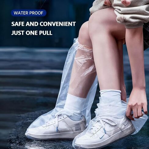 10 Pairs Unisex Tall Shoe Covers – Disposable Waterproof Non-Slip for All Sizes - WHITE in Saudi Arabia