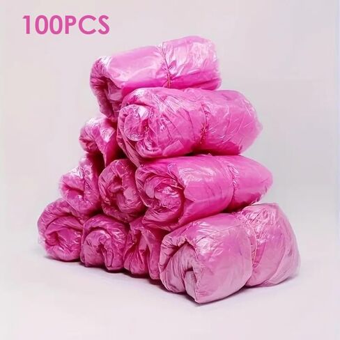 1 Pack of 50 Disposable Shoe Covers – Cleaning & Sanitation Supplies for Travel, Hotels, and Daily Use - PINK in Saudi Arabia