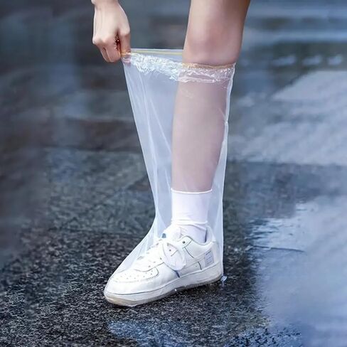5 Pairs Unisex Tall Shoe Covers – Disposable Waterproof Non-Slip for All Sizes - WHITE in Saudi Arabia