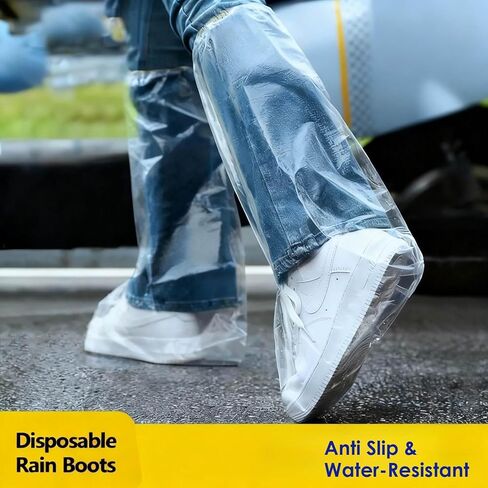 5 Pairs Unisex Tall Shoe Covers – Disposable Waterproof Non-Slip for All Sizes - WHITE in Saudi Arabia