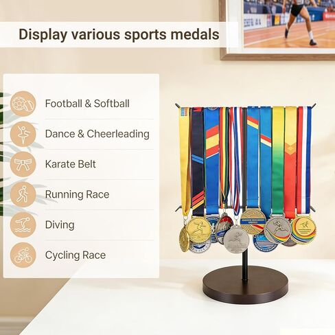 Mkono Medal Hanger Display, Metal Medal Holder, Race Award Medals Display Stand for Running, Sports, Marathon, Wrestling, Taekwondo, Wood and Iron Material, 12x16 Inches in Saudi Arabia