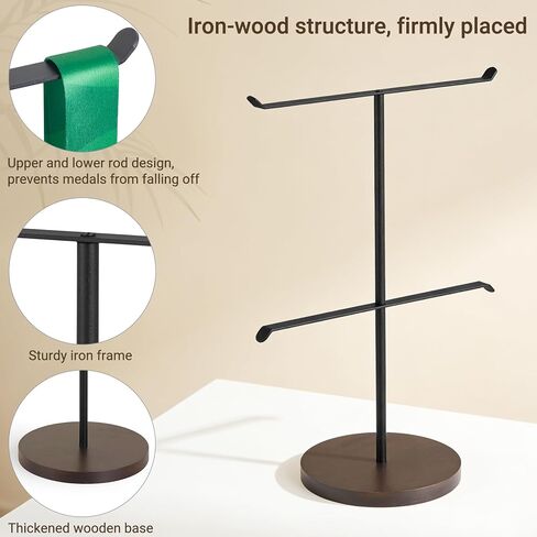 Mkono Medal Hanger Display, Metal Medal Holder, Race Award Medals Display Stand for Running, Sports, Marathon, Wrestling, Taekwondo, Wood and Iron Material, 12x16 Inches in Saudi Arabia