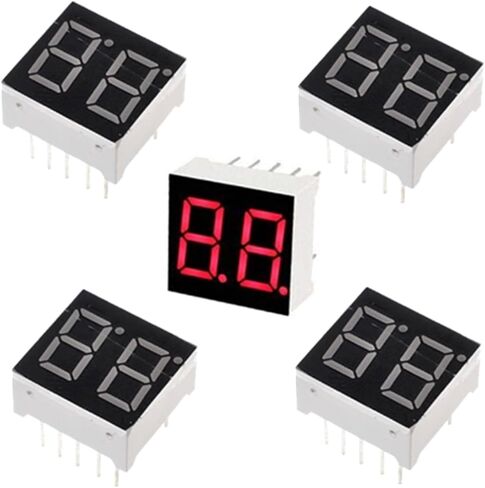 5 Pcs 0.56" Red LED Display Digital Tube, Common Anode, 2-Bit 7-Segment, 10-Pin, Model 5261BH in Saudi Arabia